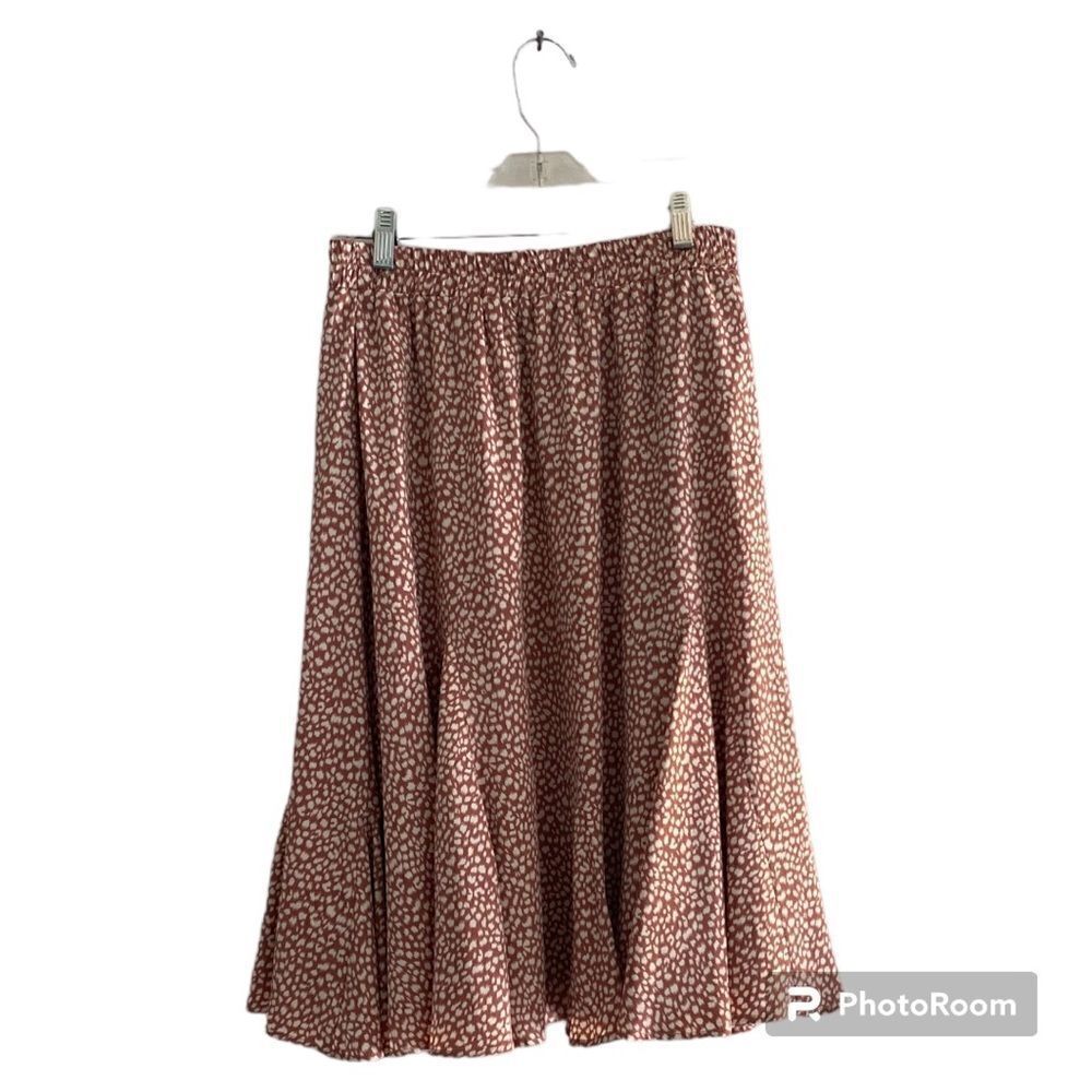 Doe & Rae Mauve Ditsy Print Midi Skirt Lined Size S